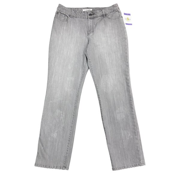 Vtg Chicos Platinum 2 Jeans Gray Straight Leg High Rise Minimalist Normcore L - Picture 1 of 12